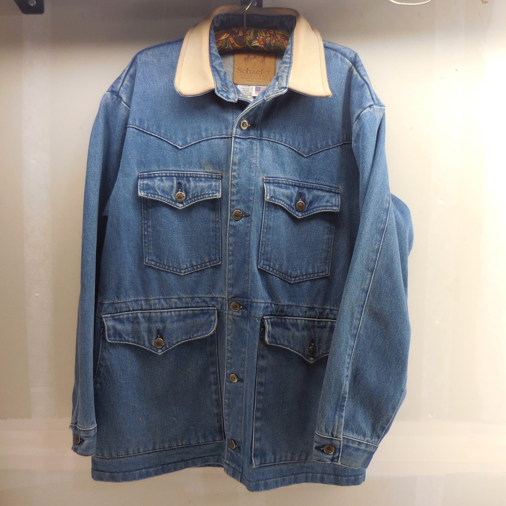 Schaefer Outfitter Denim Ranch Jacket Mens Medium Blue Chore Barn Style 205